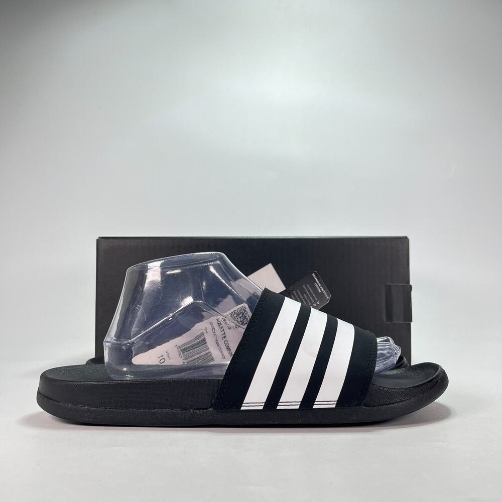adidas Adilette Black White Slip On Comfort Slides JS4313 Men's Size 10